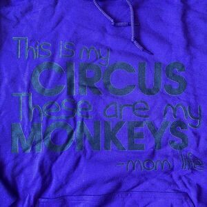 My Circus My Monkeys Mom Life Hoodie Purple XL